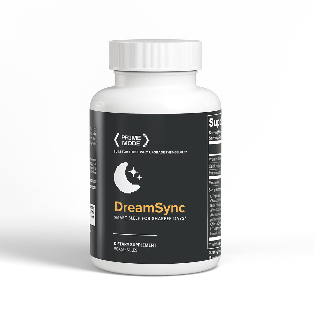 DreamSync sleep support supplement studio photo – natural nootropic blend for calm and restorative sleep