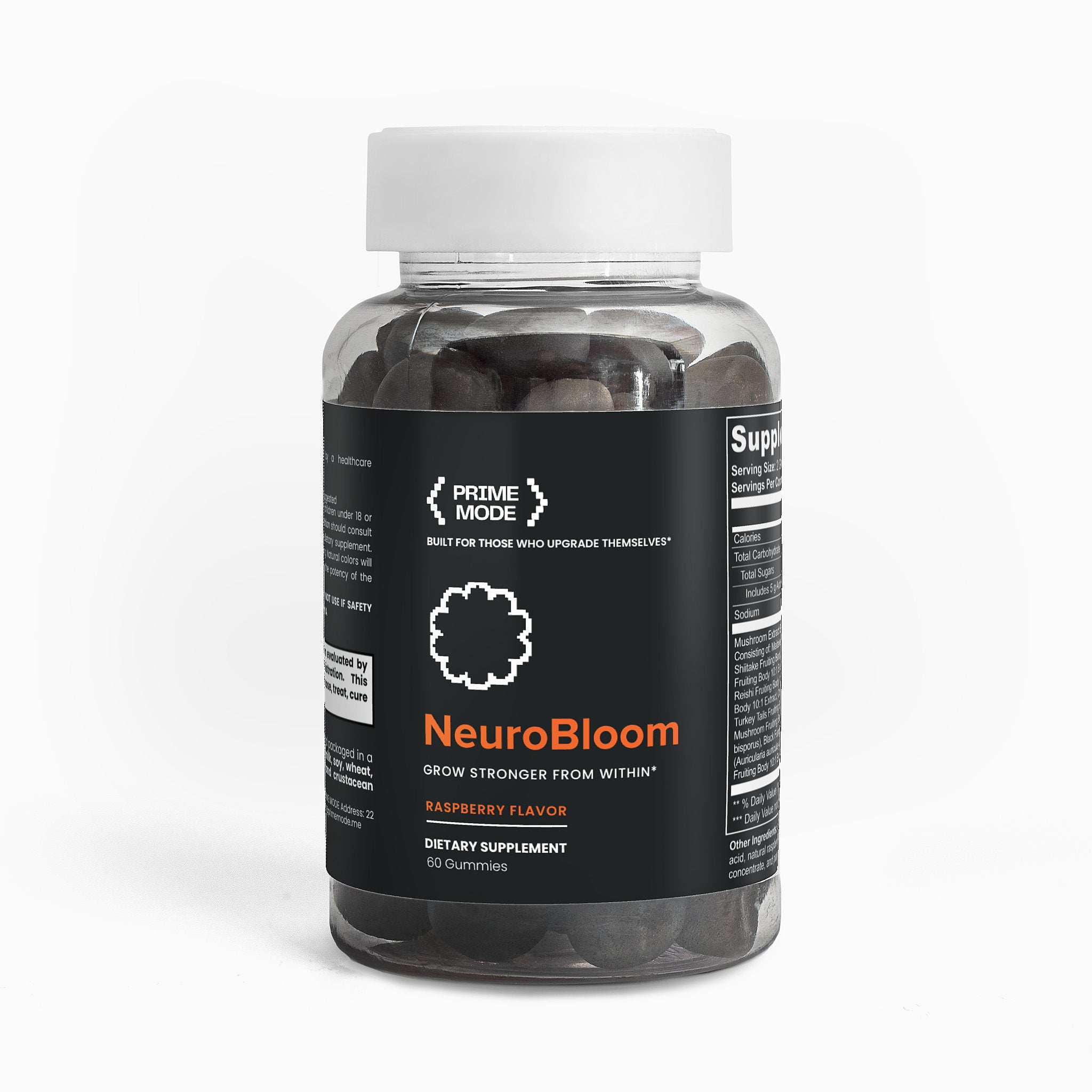 NeuroBloom mushroom complex gummies studio photo – lion’s mane, reishi, chaga blend for focus and vitality