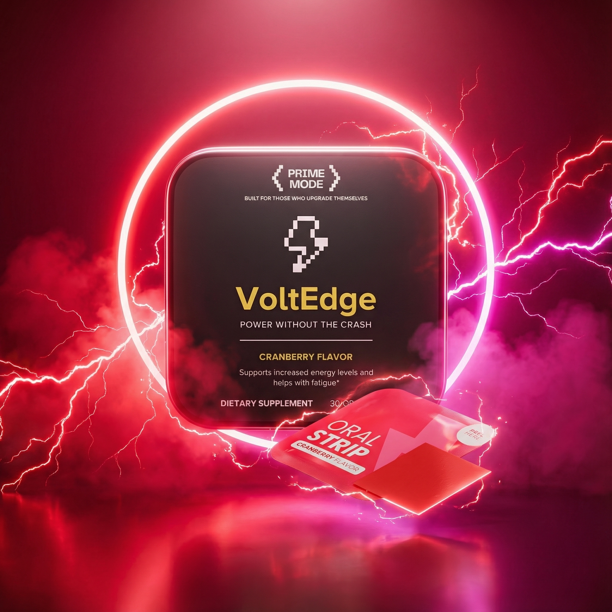 VoltEdge energy strips hero image – fast-acting caffeine and L-theanine formula for focus and clean energy