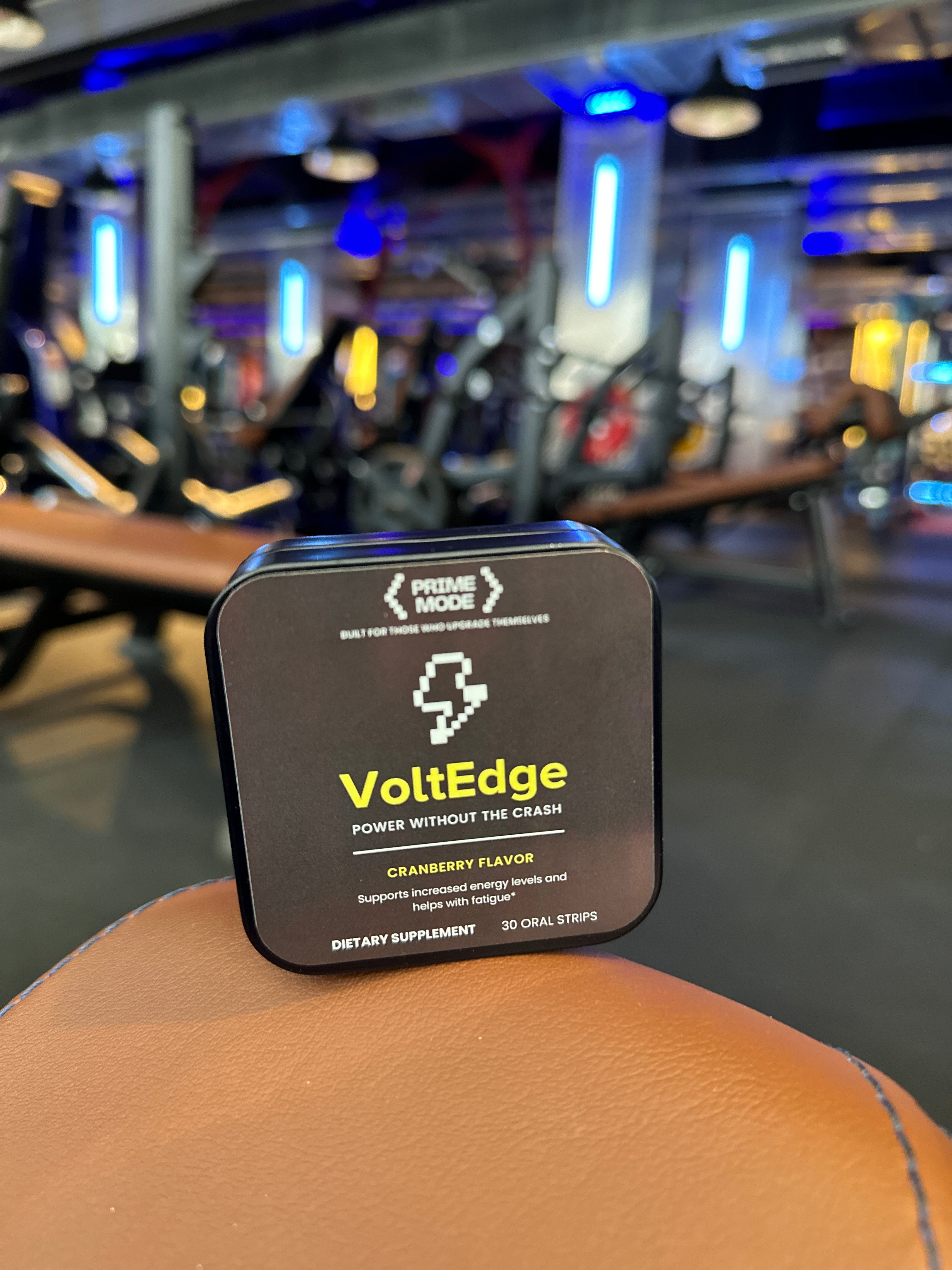 VoltEdge energy oral strips in a gym environment – fast-acting caffeine and L-theanine for endurance